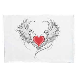 Coração Anjo Vermelho com asas