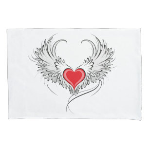 Coração Anjo Vermelho com asas