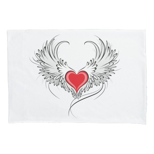 Coração Anjo Vermelho com asas (Frente-Esquerda)