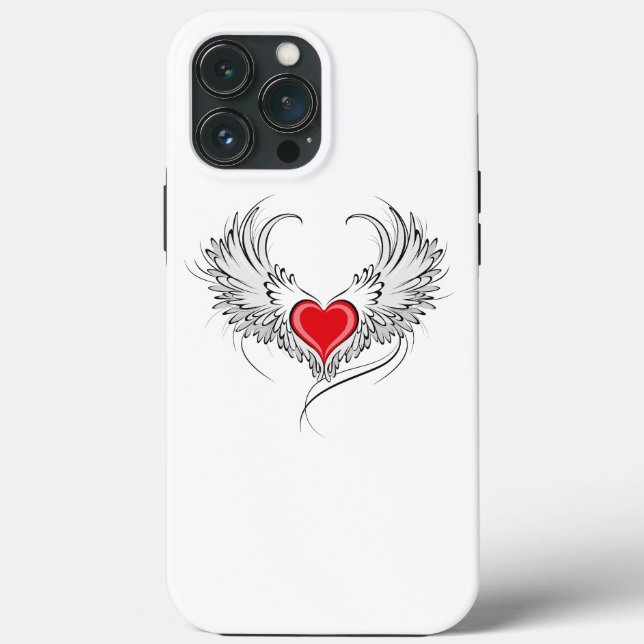 Coração Anjo Vermelho com asas (Verso)