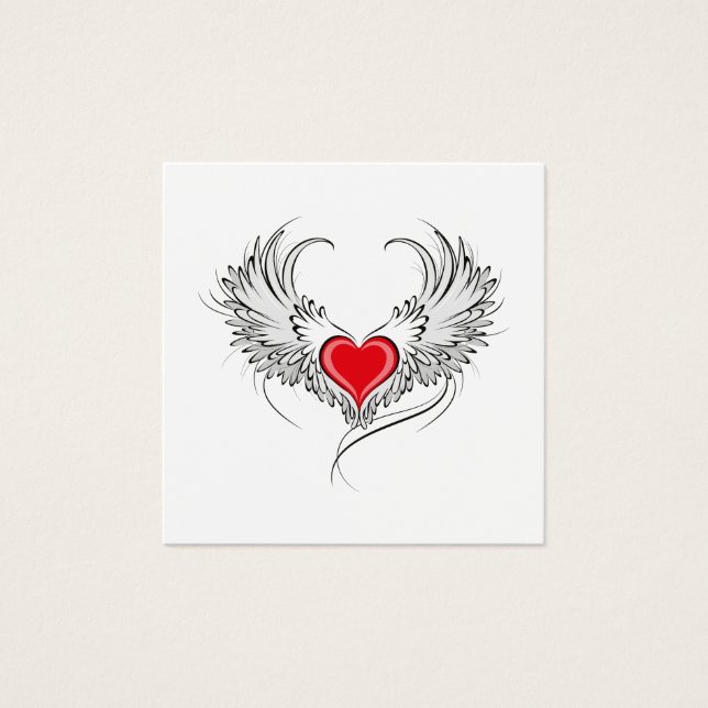 Coração Anjo Vermelho com asas (Frente)