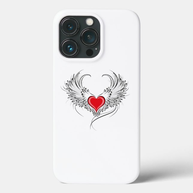 Coração Anjo Vermelho com asas (Verso)