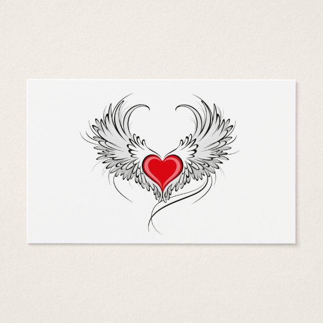 Coração Anjo Vermelho com asas (Frente)