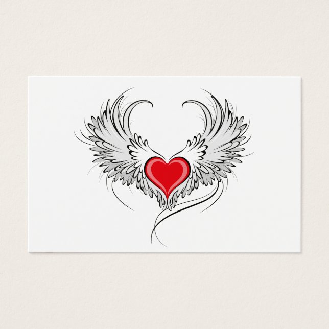 Coração Anjo Vermelho com asas (Frente)