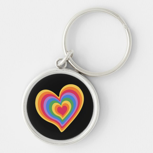 Coração arco-íris. Orgulho gay love Chaveiro (Frente)