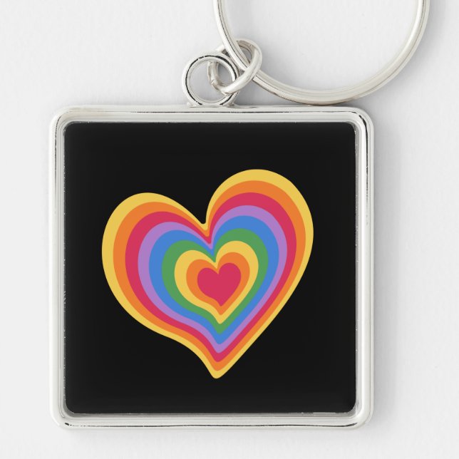 Coração arco-íris. Orgulho gay love Chaveiro (Frente)