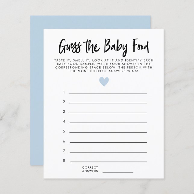 Coração Azul Moderno Adivinha O Jogo Do Chá Da Com (Frente/Verso)