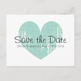 Coração azul-turquesa salve os cartões postais