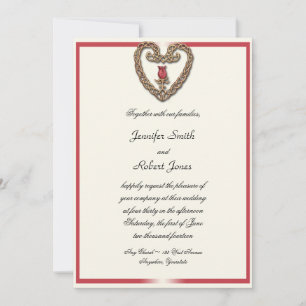 Coração Celta com Convite de Casamento de Rosa v