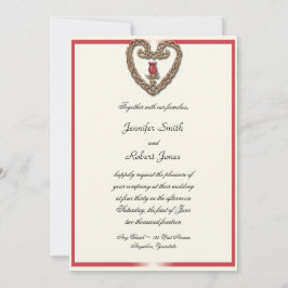 Coração Celta com Convite de Casamento de Rosa ver