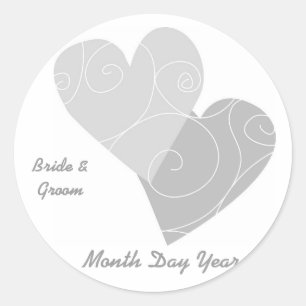 Coração cinzento etiquetas Wedding personalizada