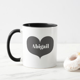 Coração cinzento grande caneca personalizada