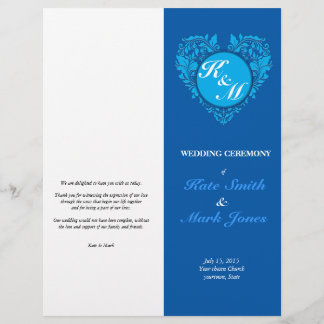 Coração Cobalt Blue & Turquoise Damask do HeartPar