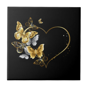 Coração com Borboletas Ouros