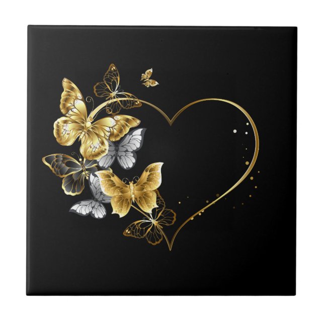 Coração com Borboletas Ouros (Frente)