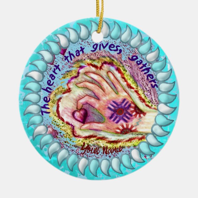 Coração dá aos gansos ornamento cristão (Frente)