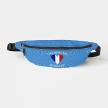 Coração da Bandeira Francesa Fundo Azul Personaliz