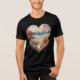 Coração da Camisa-T-Montanha - O Amor Encontra Ave