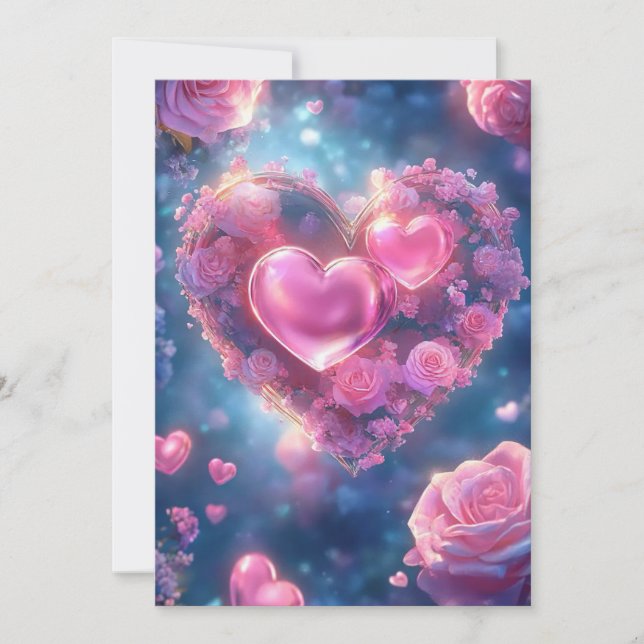 Coração de Amor Floral: Convite para Casamento de  (Frente)