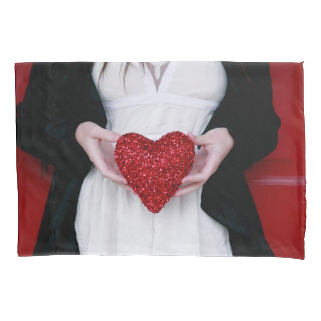 Coração de Amor Vermelho Sparkly (Dia de os namora (Frente-Esquerda)