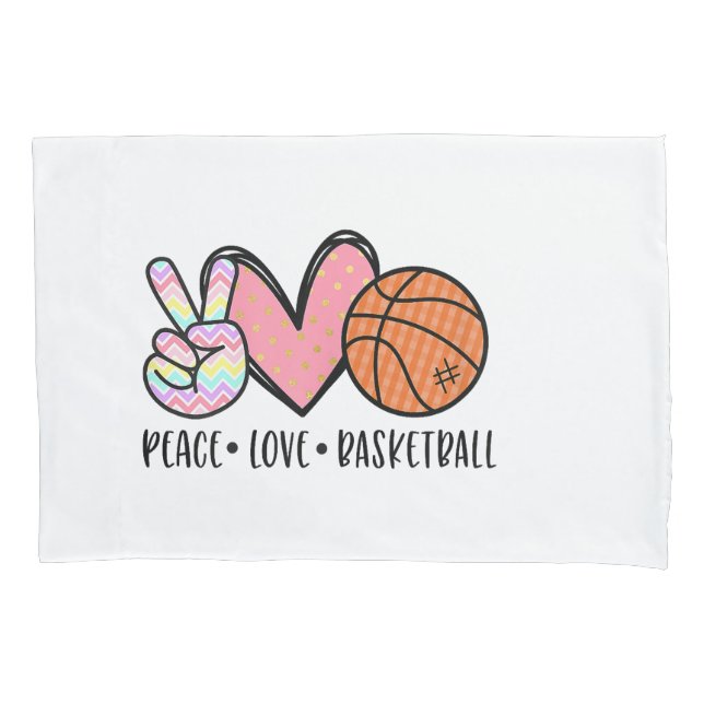 Coração de Basquete Peace Love para Mulheres Adole (Frente)