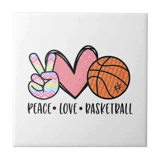 Coração de Basquete Peace Love para Mulheres Adole (Frente)