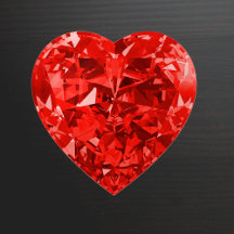 Coração de Diamante Rubi Vermelho Chique
