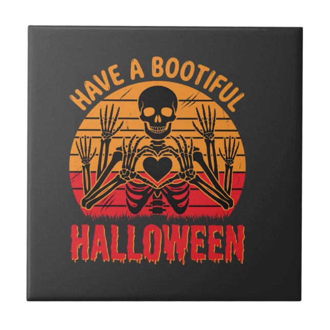 Coração de Esqueleto de Halloween Bootiful Retro P (Frente)