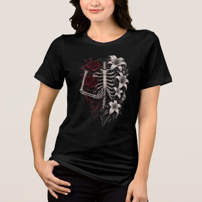 🌹💀 Coração de Esqueleto Floral Gótico (Frente)