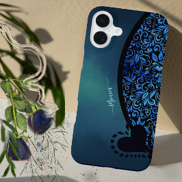 Coração de Gradiente Azul Floral de Pintinho Trend