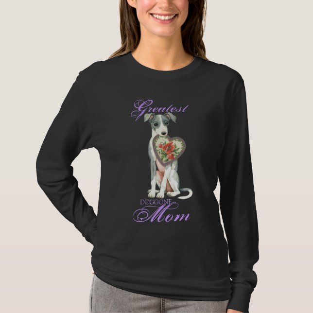 Coração de Greyhound Italiano Mãe Camisa De Folga  (Frente)