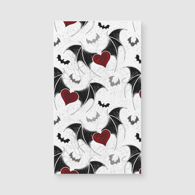 Coração de Halloween com asas de morcego pretas (Frente)