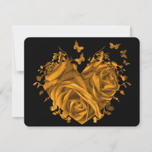 Coração de Ouro Rosas e Borboletas RSVP