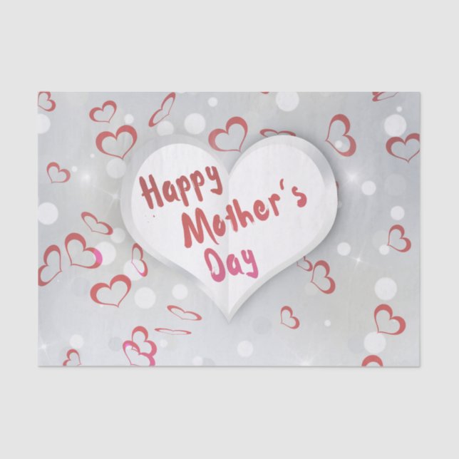 Coração de Papel 3D de Dia de as mães Feliz (Frente )