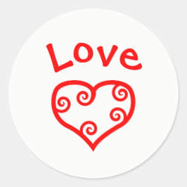 Coração de Paz, Amor, Alegria - Adesivo Redondo