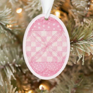 CORAÇÃO DE PINK QUILT Acrilato Ornamento Oval / Ro
