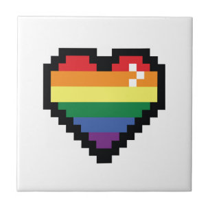 Coração de Pixel Arco-Íris