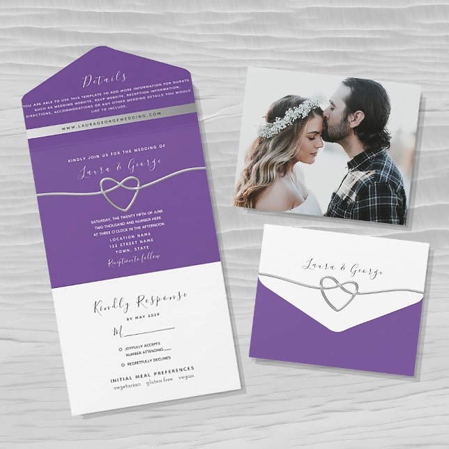 Coração de Prata Roxo Casamento (Criador carregado)