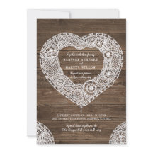Coração de renda russa em convites para casamento 