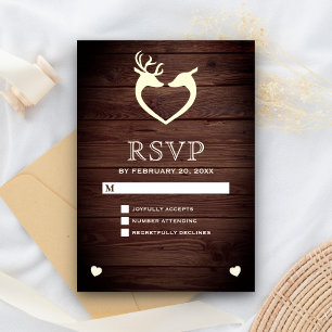 Coração de Veado Elegante Madeira Rústica RSVP