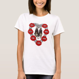 Coração Diamante de Camisa T com Ativos e Kisses