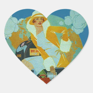Coração do amor da etiqueta do vintage a viajar