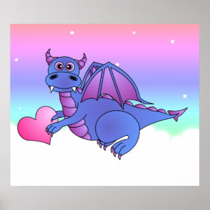 Coração do dragão - poster azul & roxo bonito d