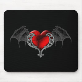 Coração do gótico com Bat Wings Mousepad