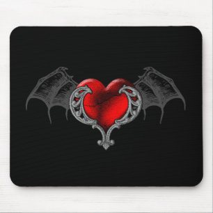 Coração do gótico com Bat Wings Mousepad