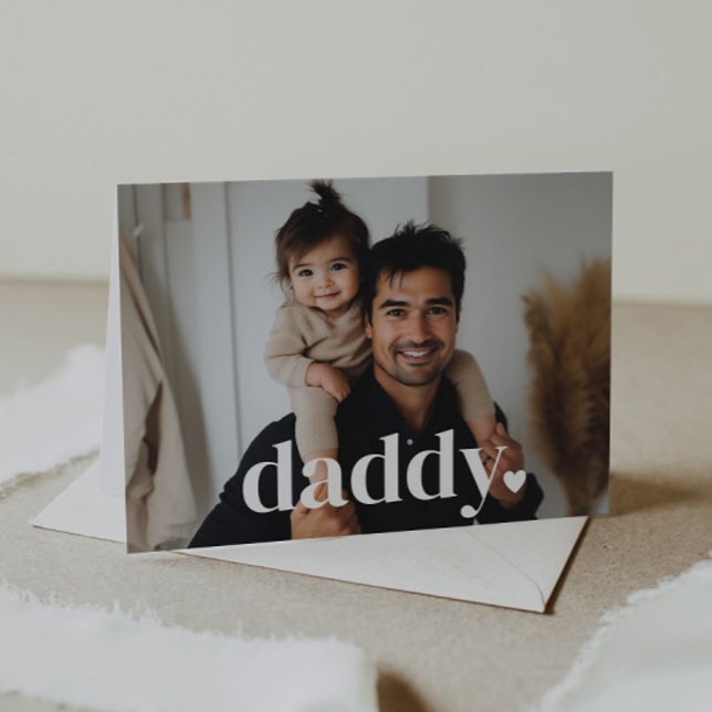 Coração do pai - Cartão com fotos do primeiro Dia  (Zazzle Daddy Heart - First Father's Day Photo Card)