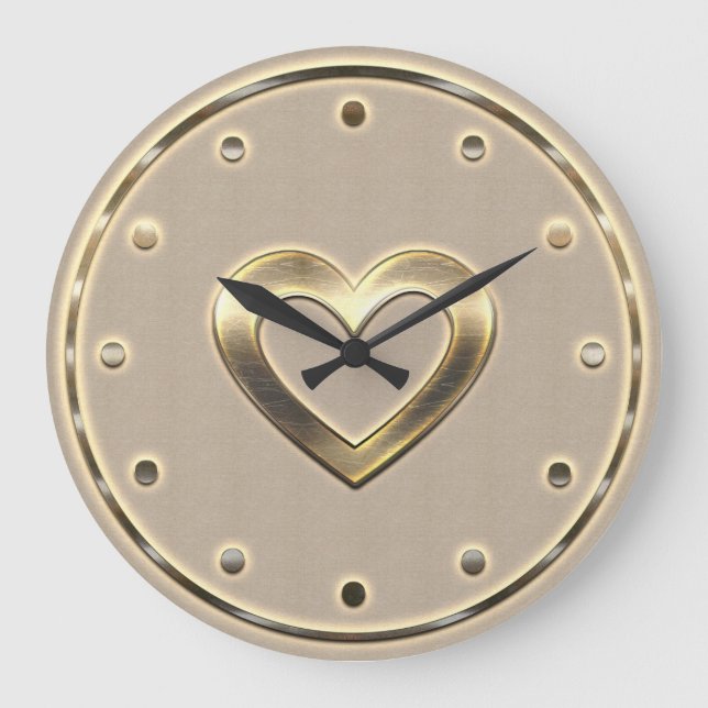 Coração Do Relógio De Parede Dourado (Frente)