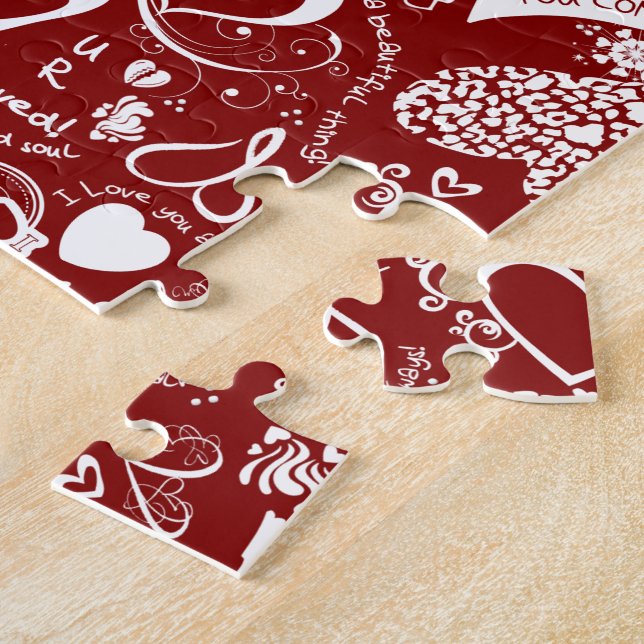 Coração Doodles Red Quebra-cabeça (Lateral)