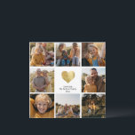 Coração Dourada de Manutenção da Família Multifoto<br><div class="desc">Colagem de fotos moderna e simples e elegante em um layout em grade com um coração dourado e mensagem personalizada de sua família.</div>