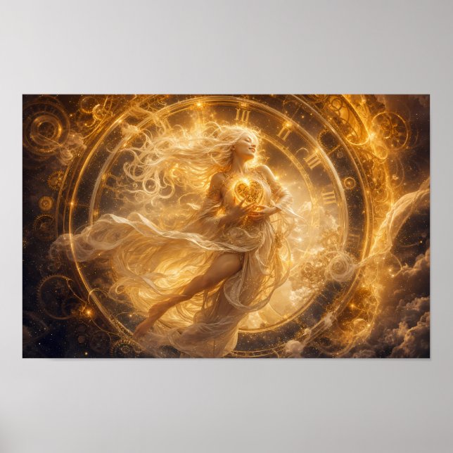Coração Dourado Celestial Através do Tempo Poster (Frente)